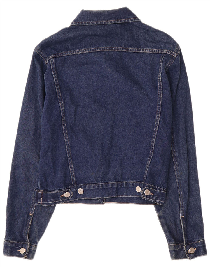 VINTAGE Veste en jean femme UK 12 Bleu marine moyen