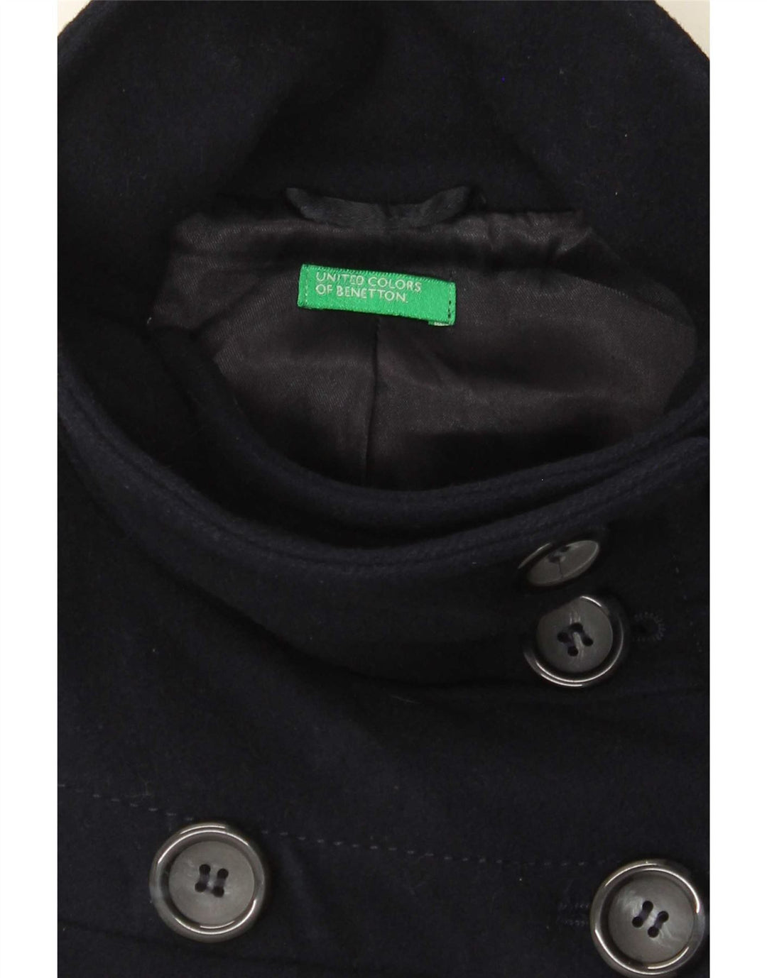 Benetton Manteau Croisé Fille 9-10 Ans Bleu Marine