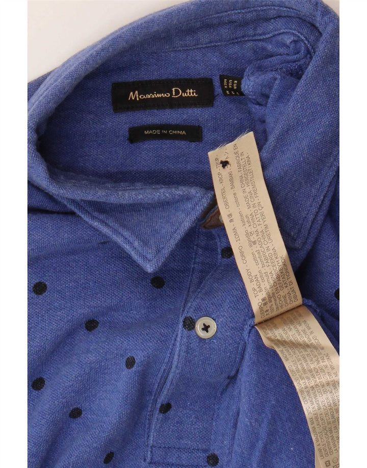 Massimo Dutti Polo Homme Bleu Moyen En Coton À Pois