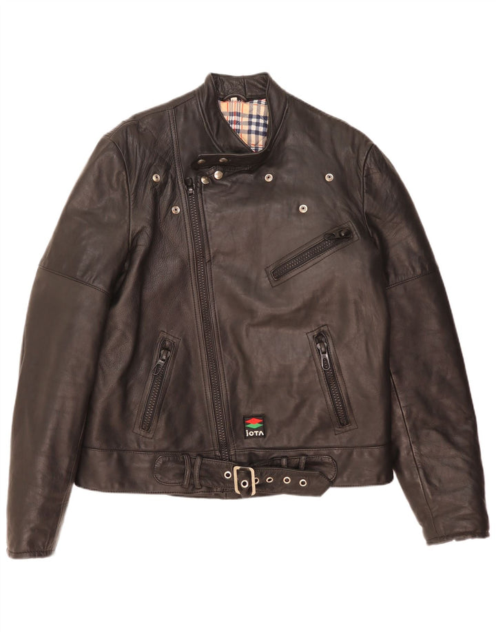 veste motard en cuir homme vintage UK 40 Grand Noir