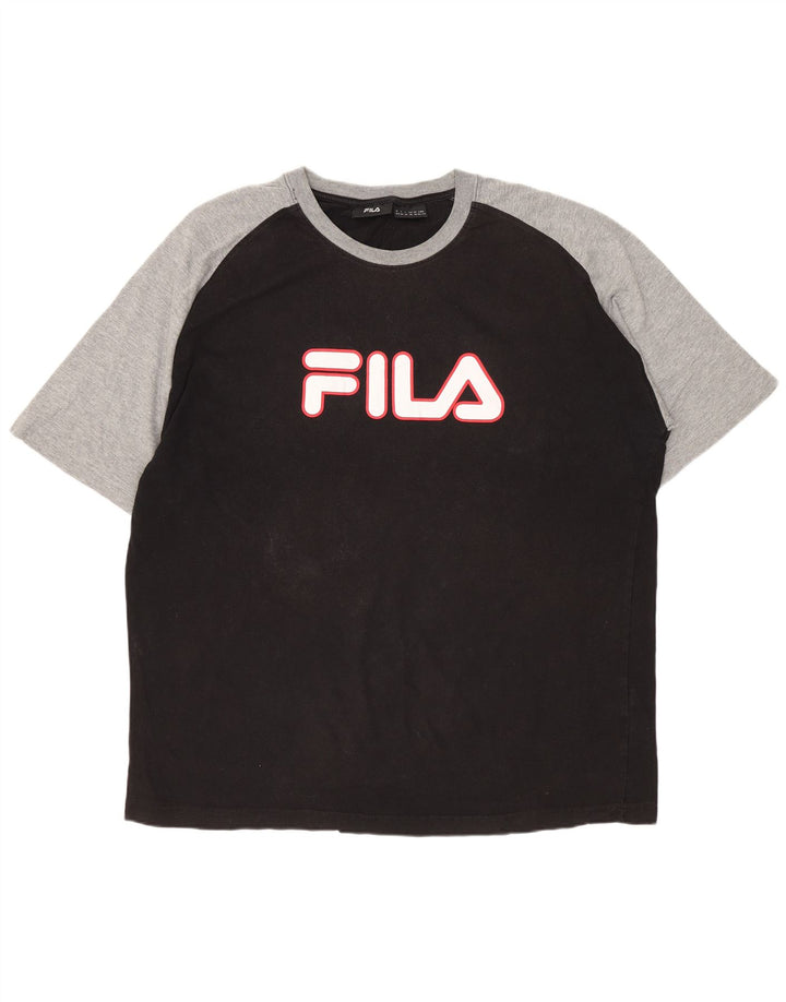 FILA T-Shirt Graphique Homme XL Noir Colourblock