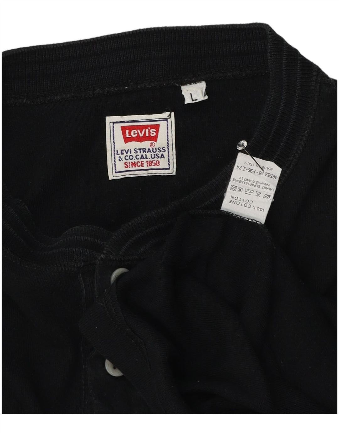 Levi's Haut à Manches Longues Homme Noir Coton Large