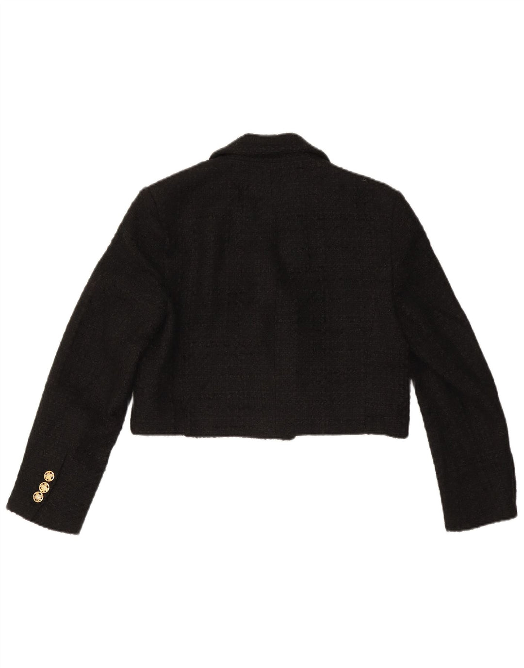 Zara Womens Crop Double Breasted Blazer Veste UK 16 Grand Noir Polyester