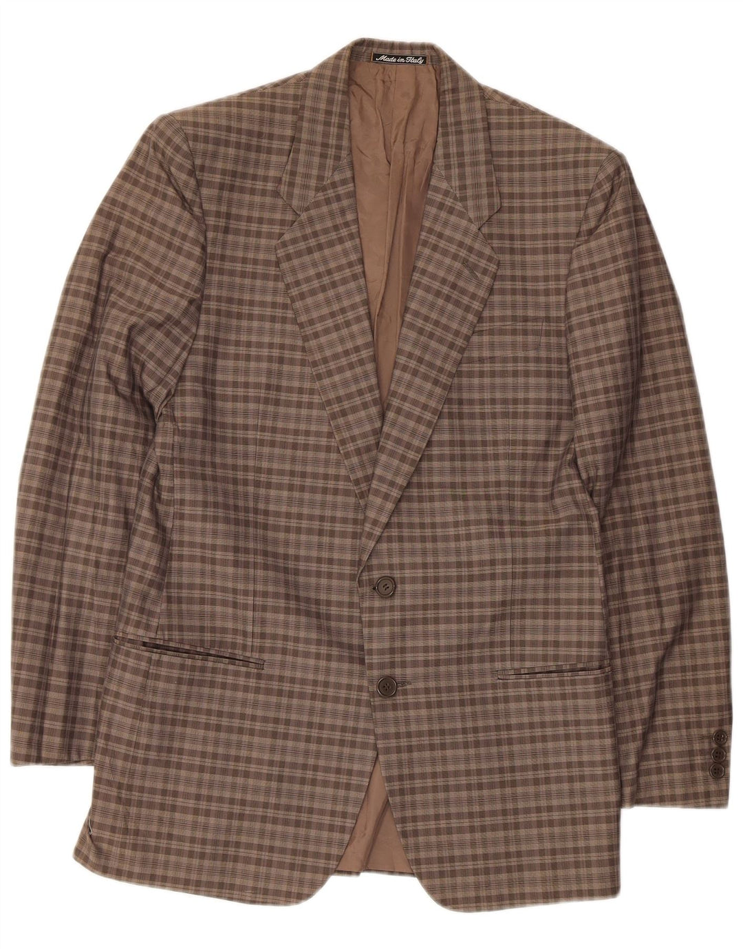 Giorgio Armani Veste blazer à 2 boutons pour homme UK 34 XS Marron à carreaux