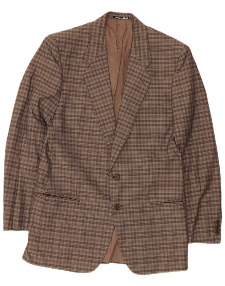 Giorgio Armani Veste blazer à 2 boutons pour homme UK 34 XS Marron à carreaux
