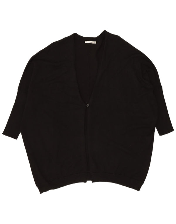 Zara Cardigan surdimensionné à manches 3/4 pour femme UK 14 Noir moyen
