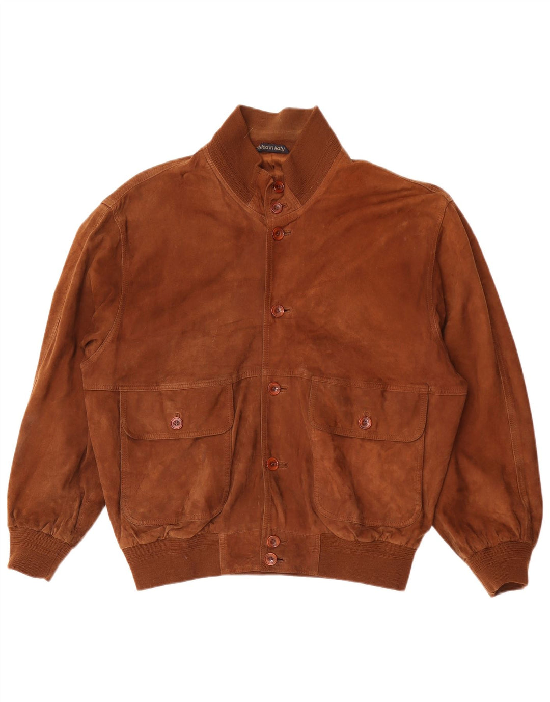 Essebi Blouson aviateur en daim coupe ample pour homme EU 46 petit cuir marron