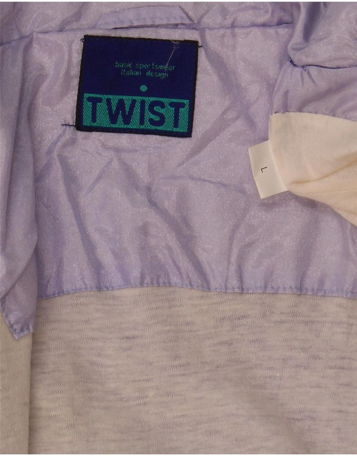 vintage Mens Graphic Survêtement Top Veste Grand Violet Colourblock