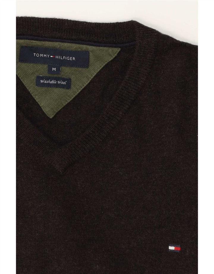 Tommy Hilfiger Pull col V Homme Marron Moyen Laine
