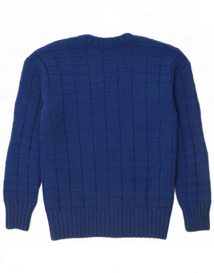 Vintage Pull col V pour homme Petit Bleu