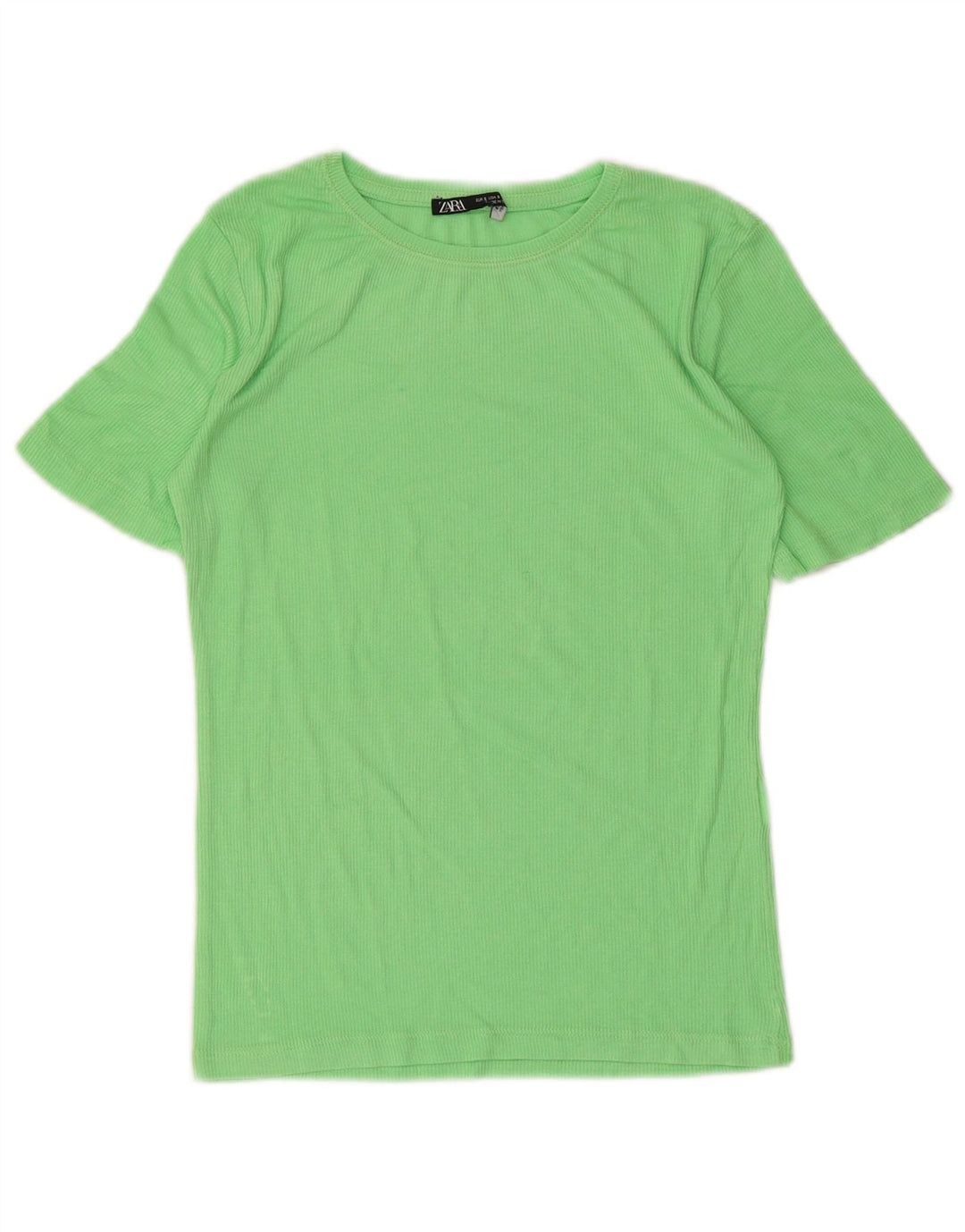 Zara T-Shirt Femme Top UK 8 Petit Vert