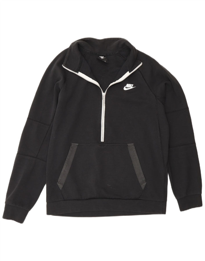 Nike Sweat-shirt à col zippé pour homme en coton noir moyen