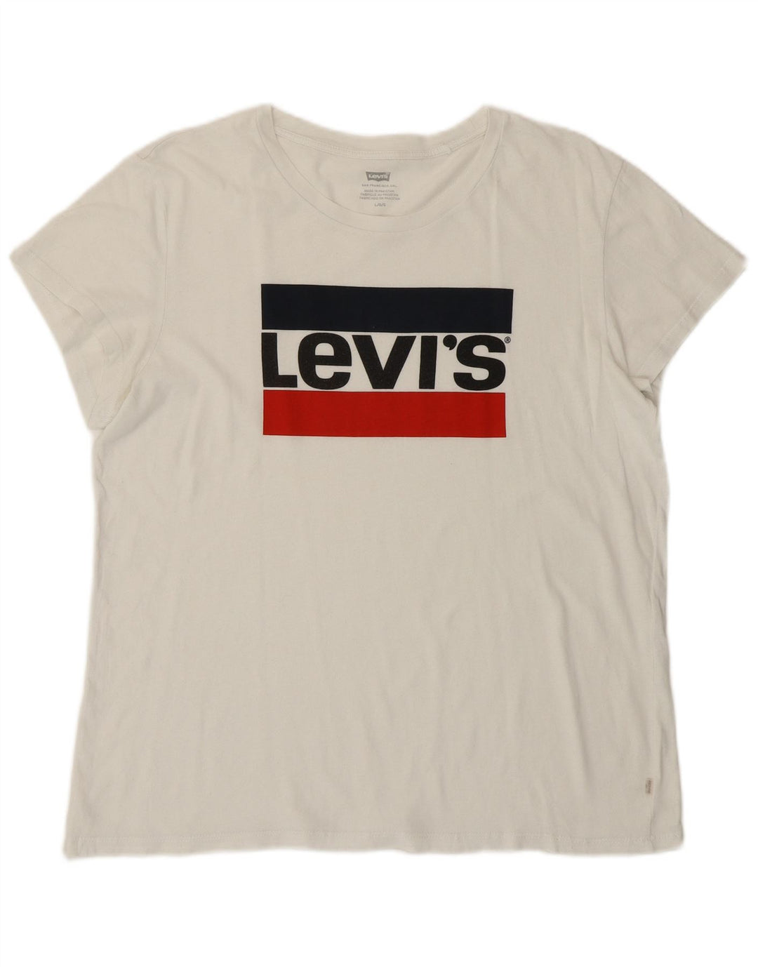 LEVI'S T-shirt graphique pour femme UK 16 Large Blanc
