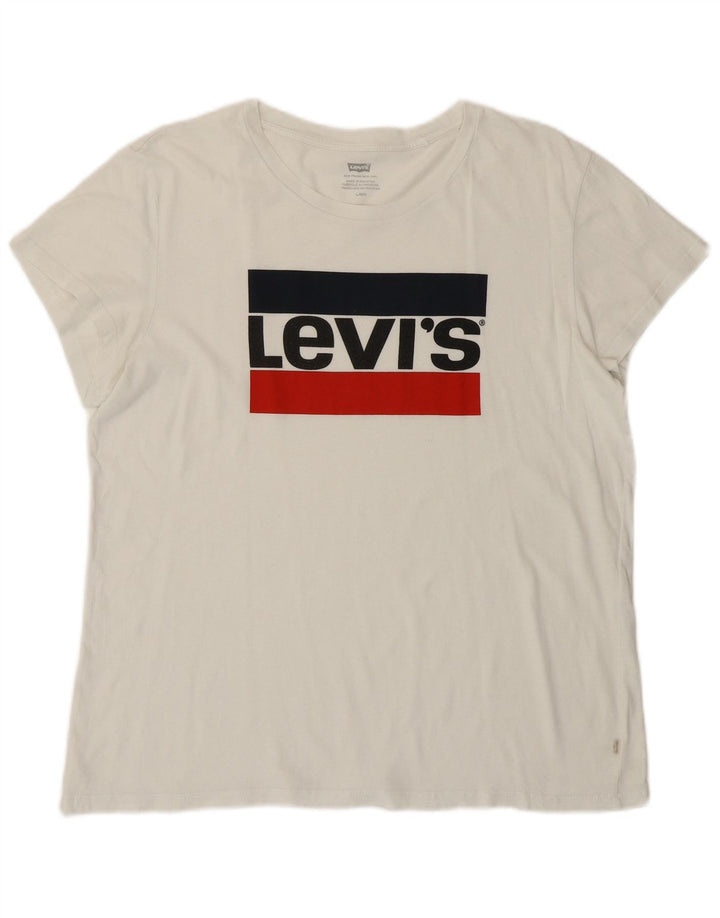 LEVI'S T-shirt graphique pour femme UK 16 Large Blanc