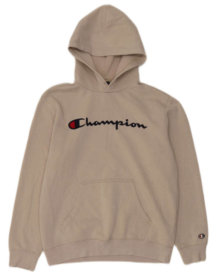 Champion Pull à Capuche Graphique Homme Beige Moyen Coton