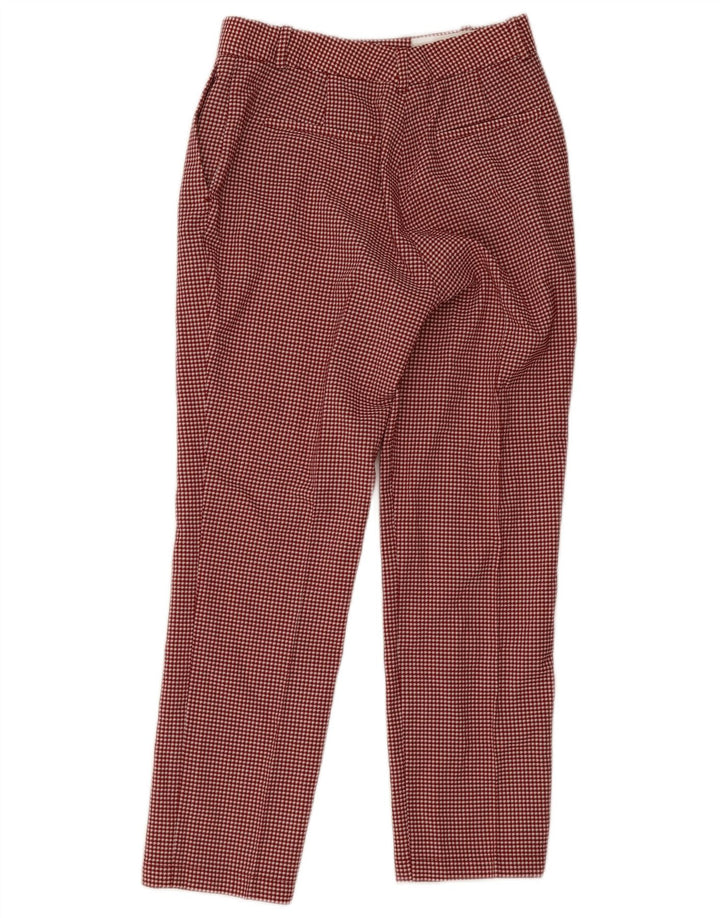 Massimo Dutti Pantalon Chino Femme EU 38 Small W28 L28 Pied-de-Poule Rouge