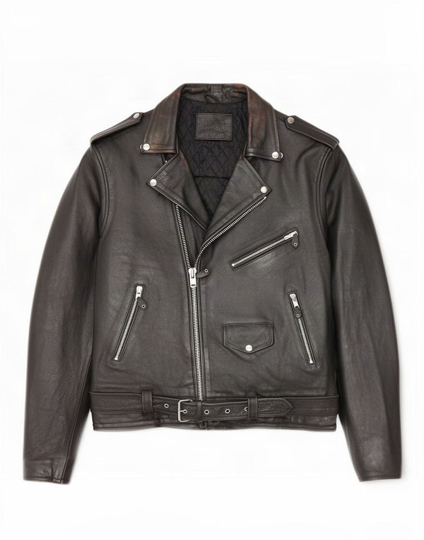 Veste motard en cuir homme vintage UK 38 Noir Moyen