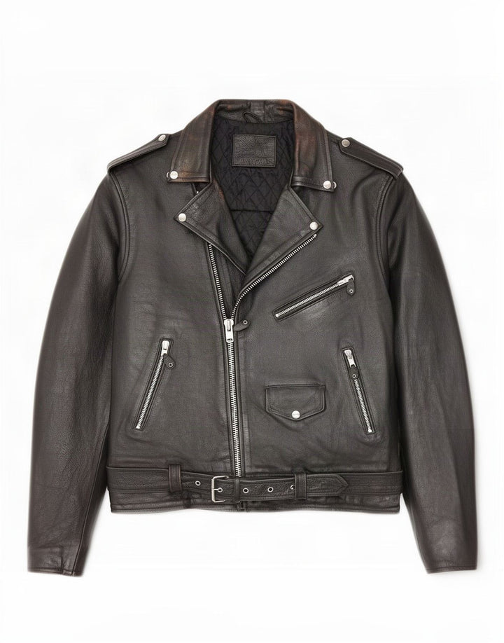 Veste motard en cuir homme vintage UK 38 Noir Moyen