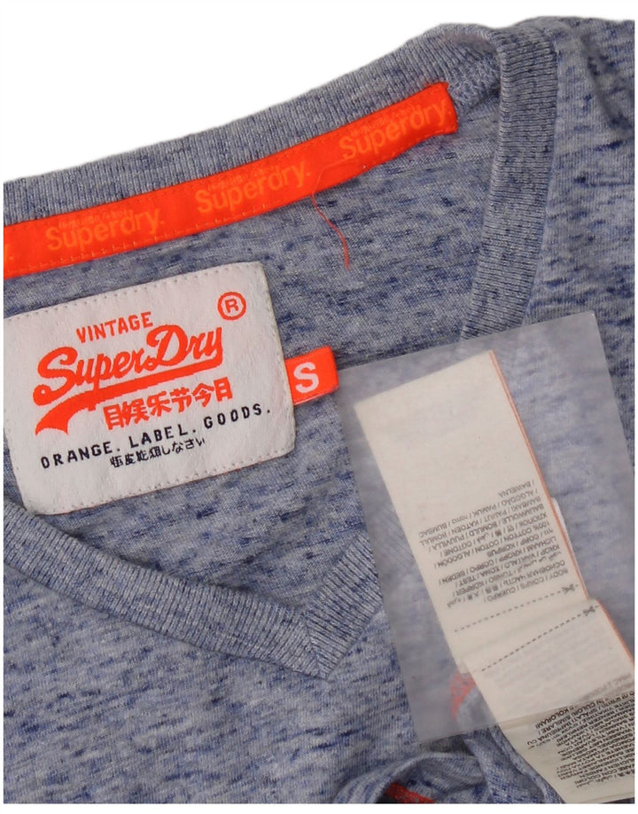 Superdry Homme T-Shirt Top Small Bleu Moucheté Coton