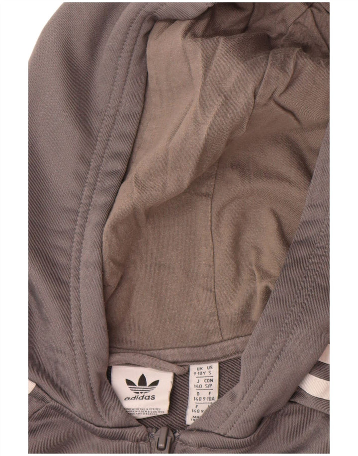 Adidas Pull à capuche zippé graphique pour garçon 9-10 ans Gris Polyester
