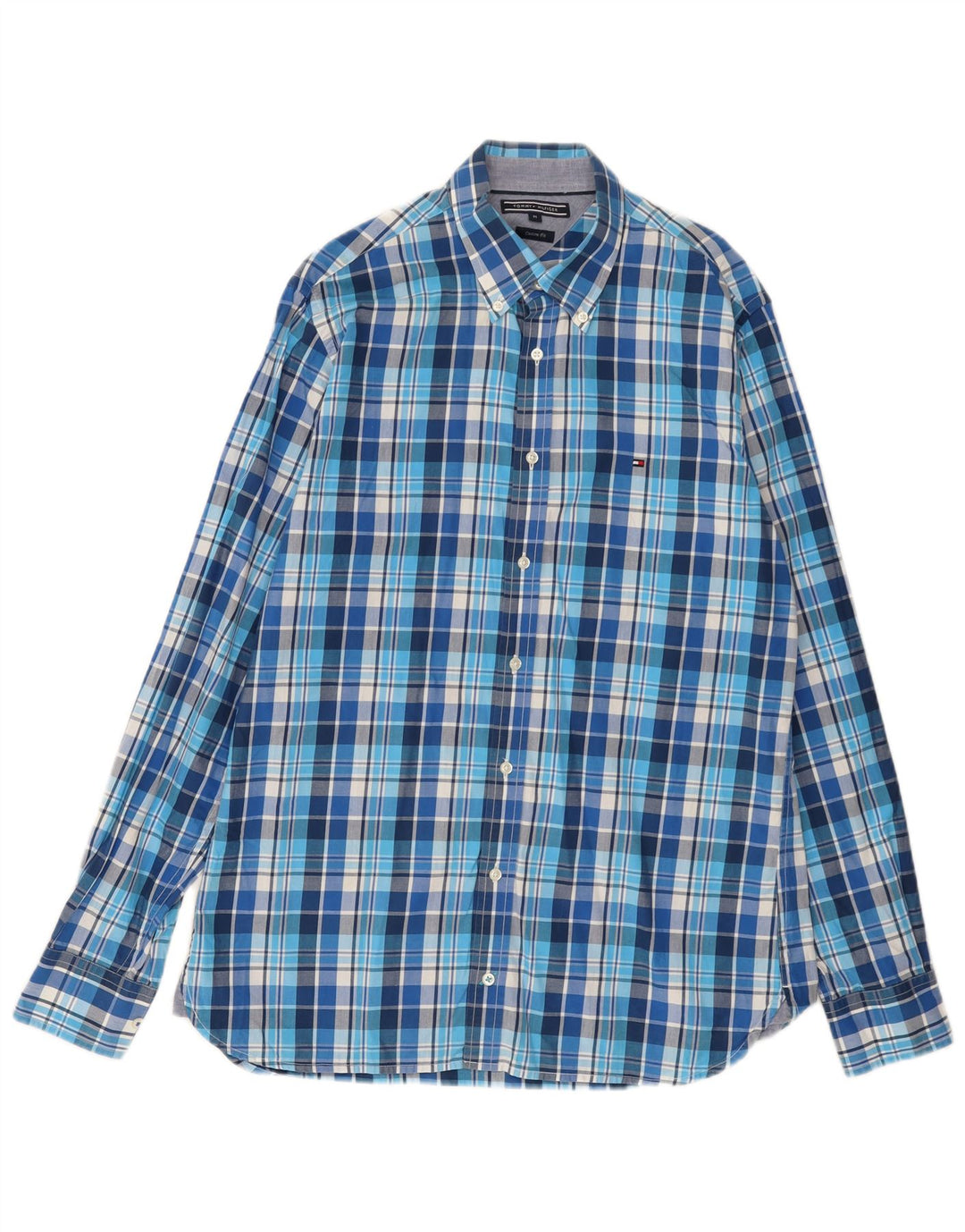 Tommy Hilfiger Chemise sur mesure pour homme en coton à carreaux bleu moyen