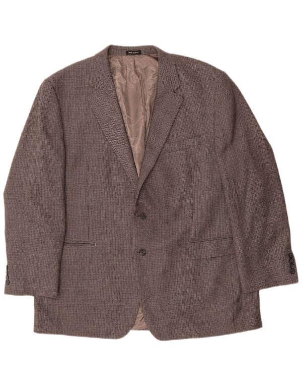 Chaps Veste Blazer 2 Boutons Homme Taille 48 3XL Gris Pied-de-Poule Laine