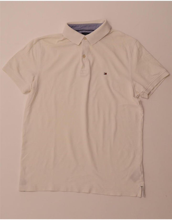 TOMMY HILFIGER Polo Slim Fit Homme Grand Blanc Coton