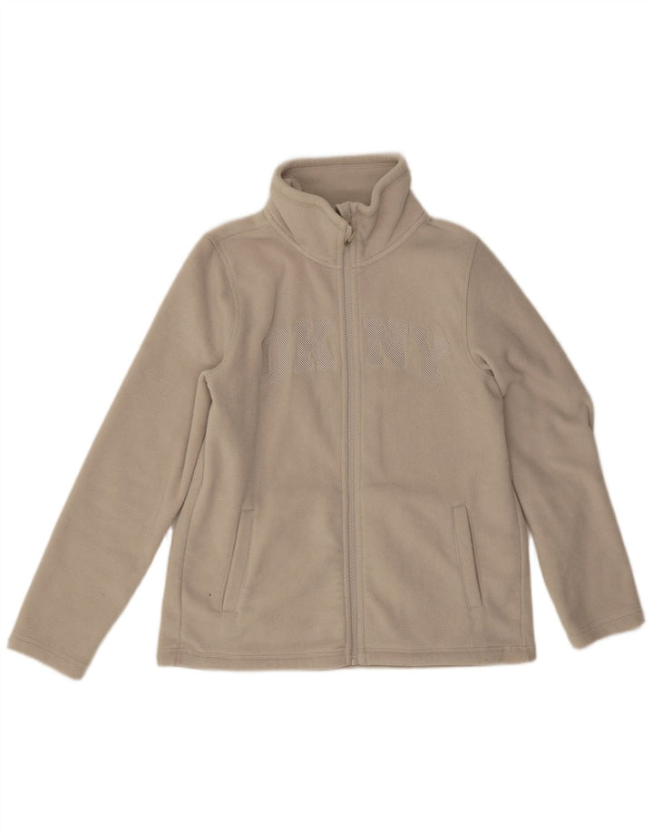 Dkny Veste polaire graphique pour femme UK 14 Polyester beige moyen