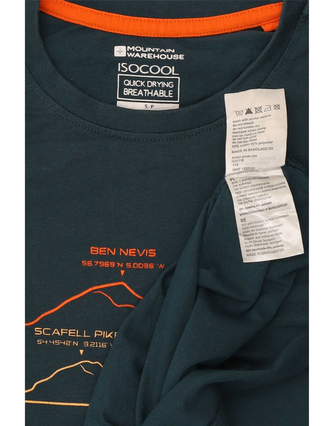 Mountain Warehouse T-shirt graphique IsoCool pour homme, petit, vert, coton