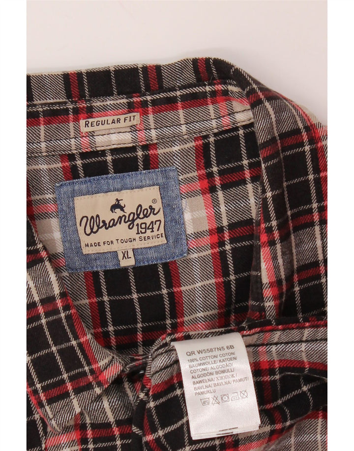 WRANGLER Chemise en flanelle coupe classique pour homme XL en coton à carreaux noirs