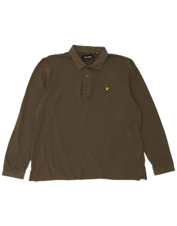 Lyle & Scott Polo à manches longues pour homme 2XL Kaki Coton