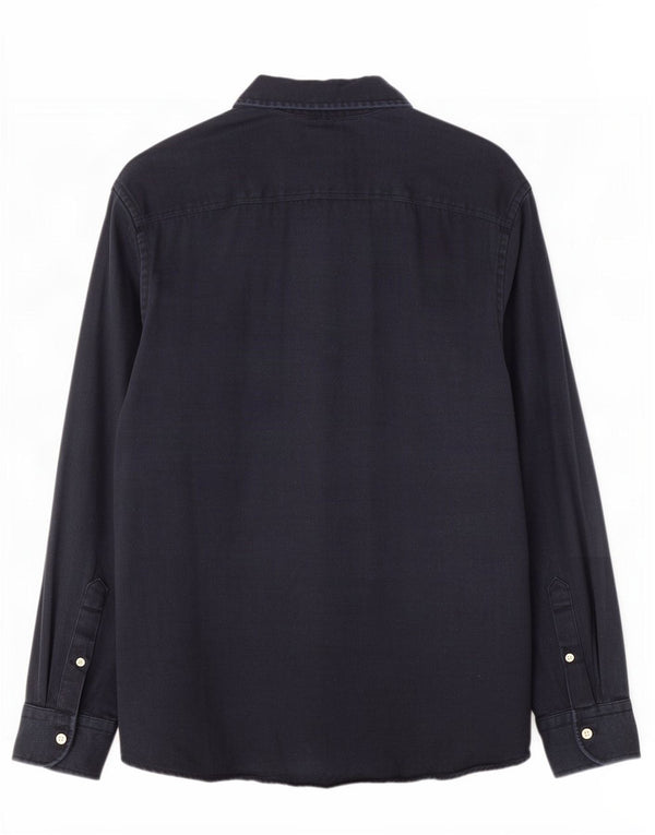 Zara Homme Chemise En Jean Large Bleu Marine Lyocell