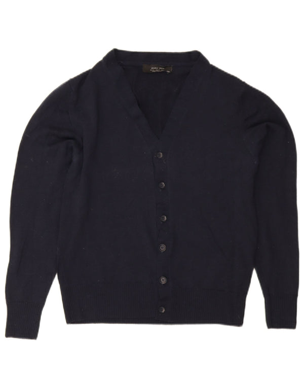 Zara Homme Cardigan Pull Bleu Marine Moyen Laine