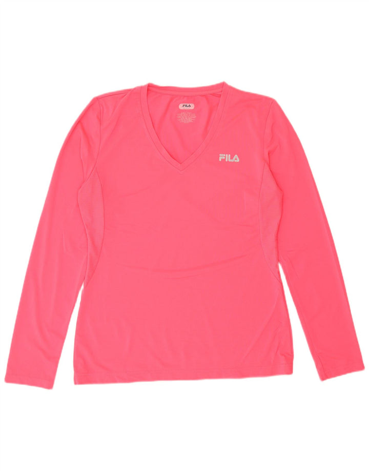 FILA Femme Top Manches Longues UK 16 Large Rose Polyester
