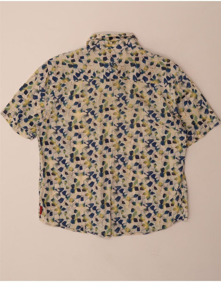 FAT FACE Chemise à manches courtes pour homme Large en coton géométrique blanc cassé