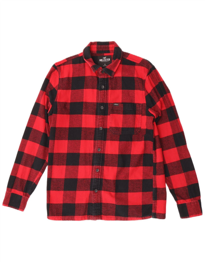 Hollister Chemise en flanelle pour hommes, petit carreaux rouges en coton