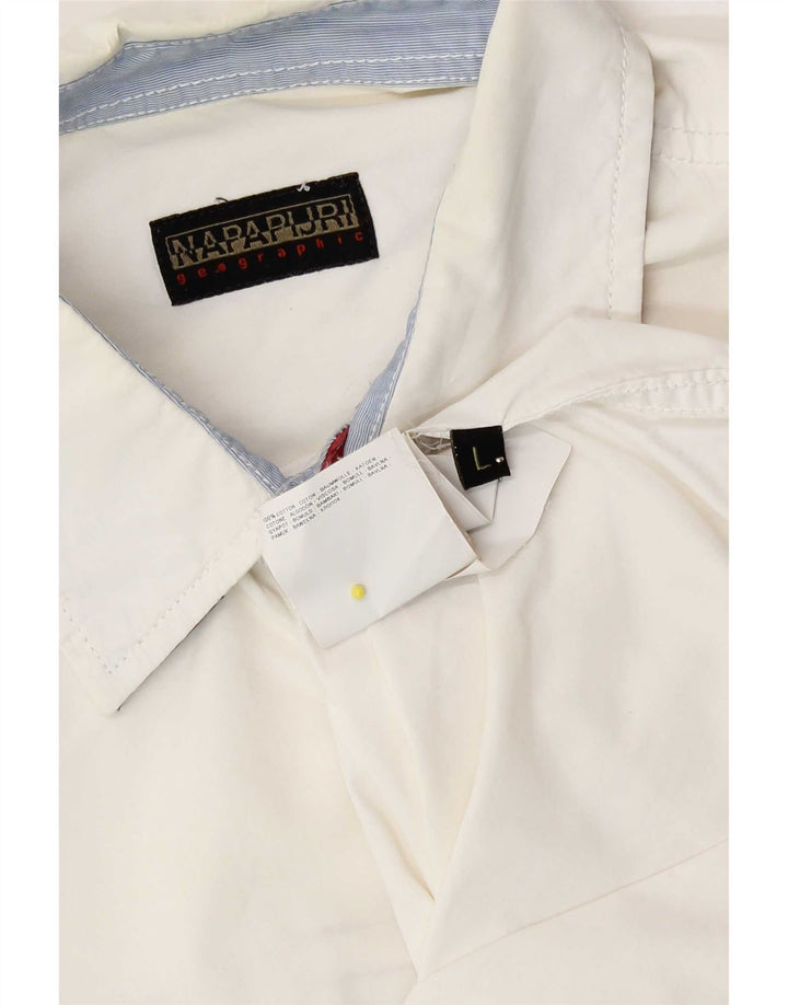 Napapijri Chemise Graphique Homme Large Blanc Coton