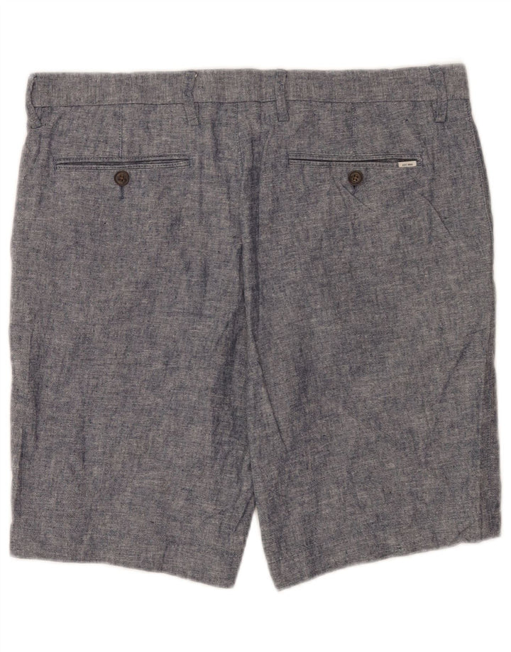 Marks & Spencer Short Chino Homme W34 Large Bleu Marine Lin