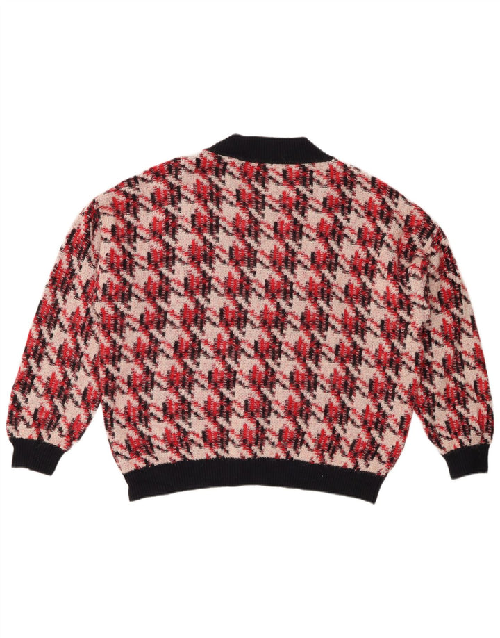 GANT Pull surdimensionné à col en V pour femme UK 16 Grand pied-de-poule rouge