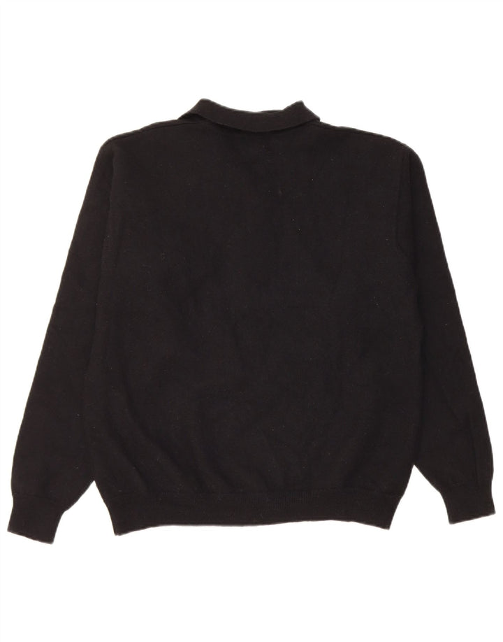 Eddie Bauer Pull à col polo pour homme en laine noire moyenne