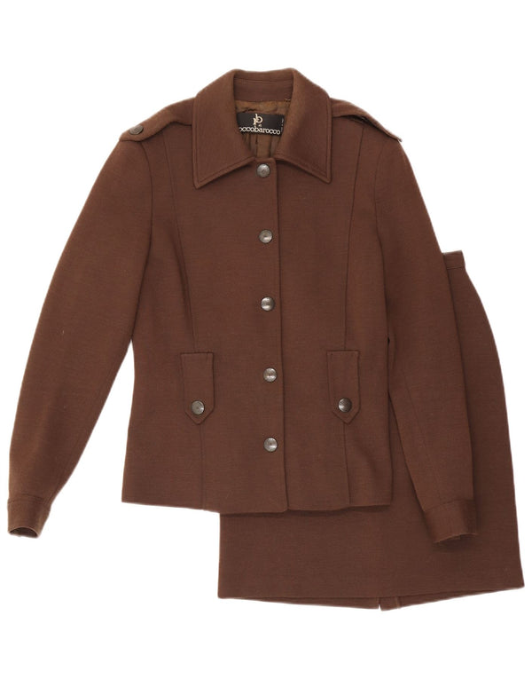 Roccobarocco Ensemble jupe 2 pièces 5 boutons pour femme UK 10 Small W23 Marron Armée