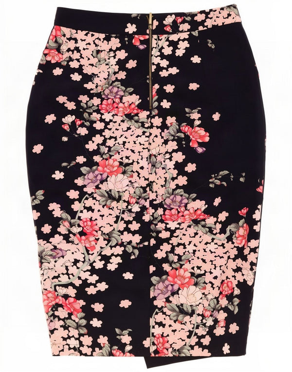 Oasis Jupe crayon femme UK 12 Medium W30 Bleu marine Floral Polyester