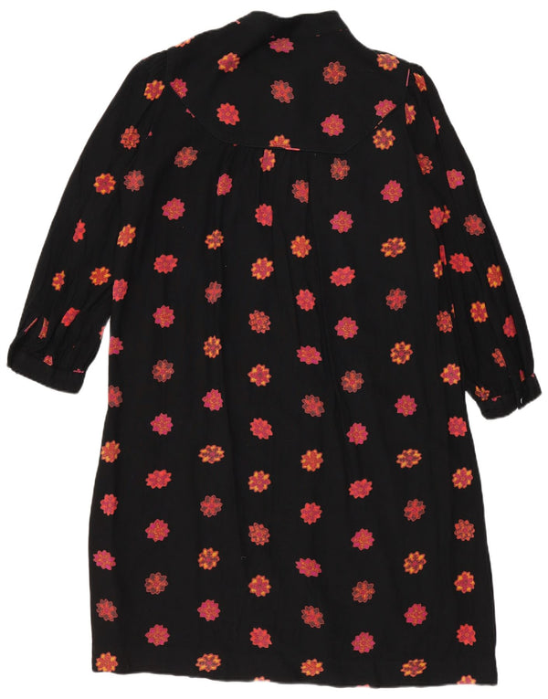 French Connection Robe chemise à manches 3/4 pour femme UK 10 Petit Noir Floral