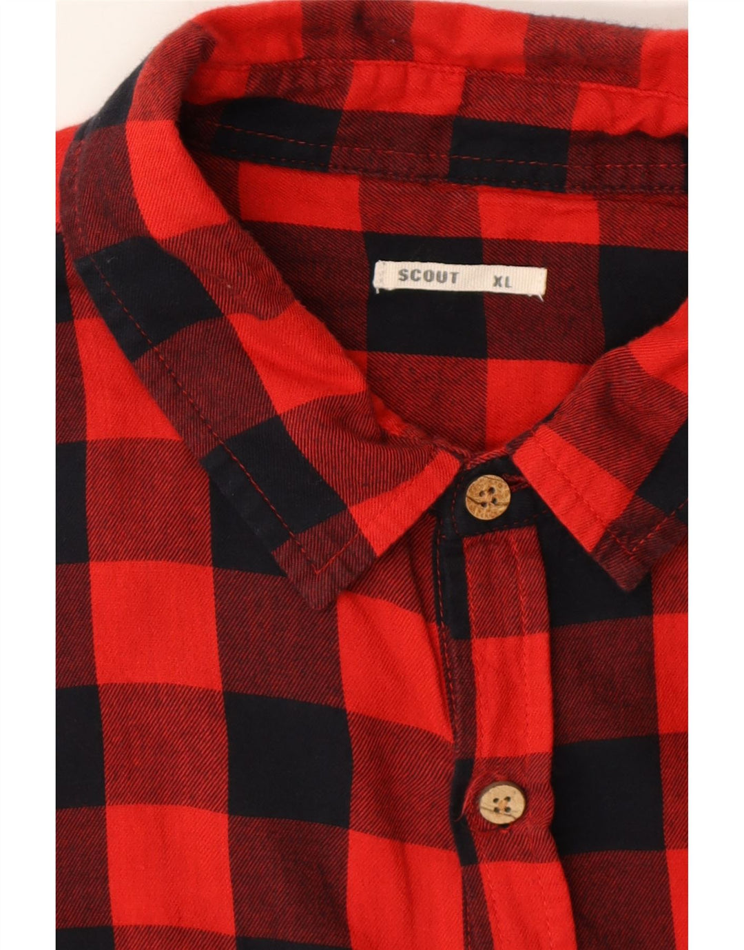 SCOUT Mens Flannel Shirt XL Red Check Cotton Vintage Scout and Second-Hand Scout from Messina Hembry 