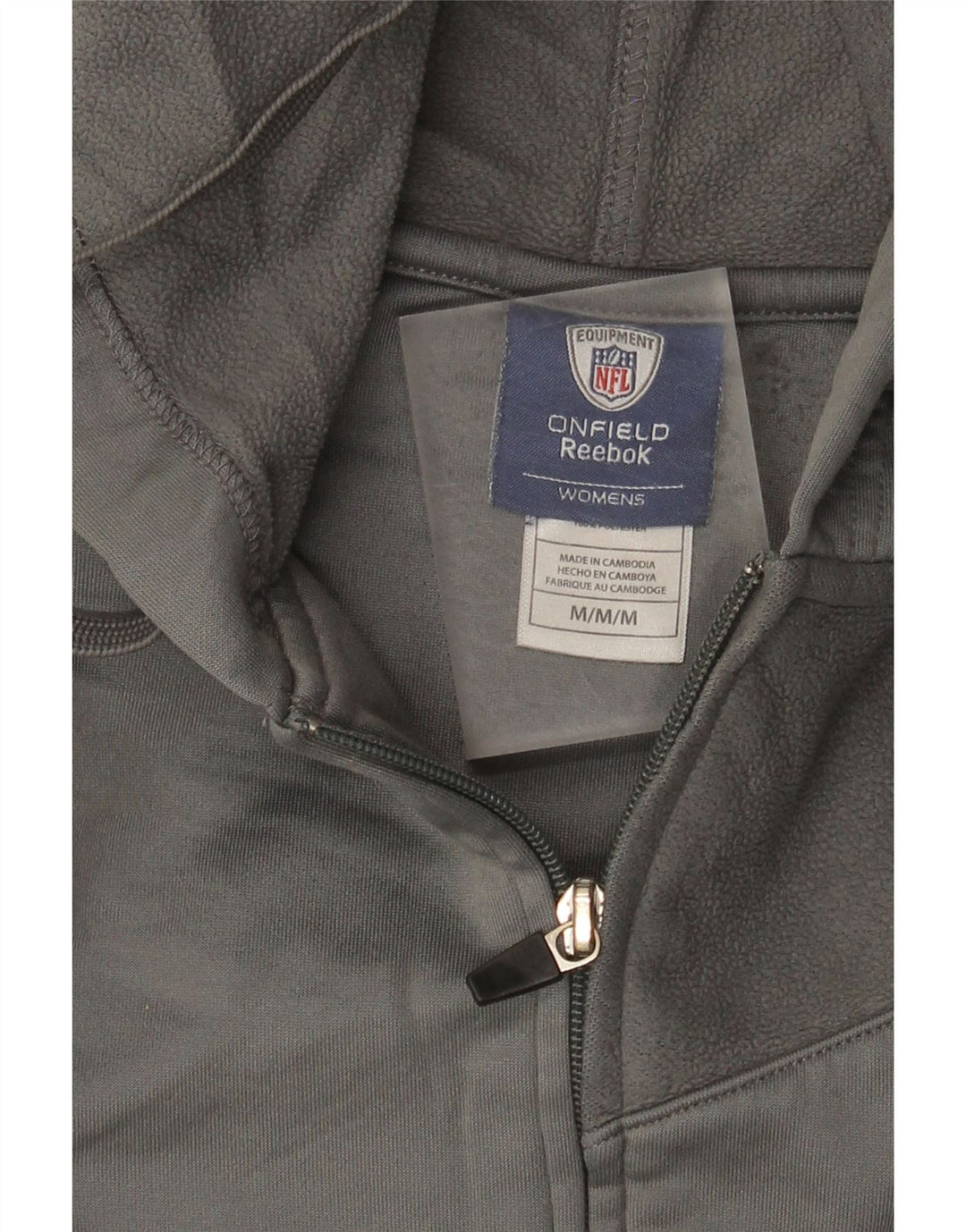 Reebok Pull à capuche zippé pour femme UK 44 Gris moyen Polyester