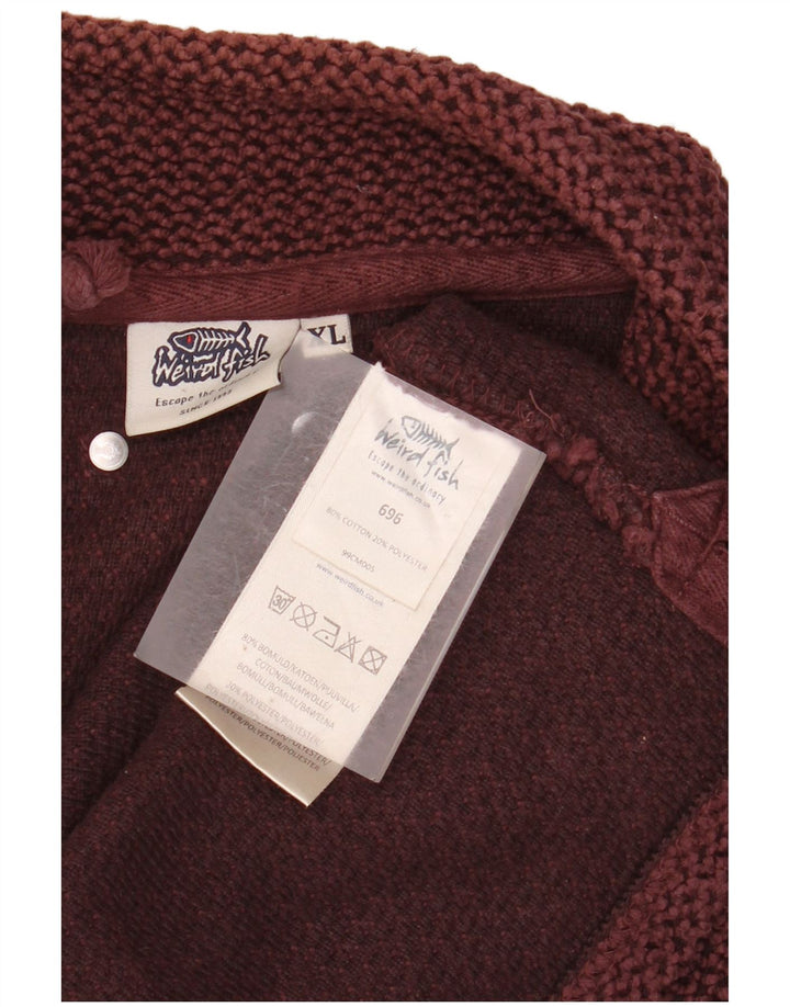 WEIRD FISH Sweat-shirt col zippé pour homme XL en coton bordeaux