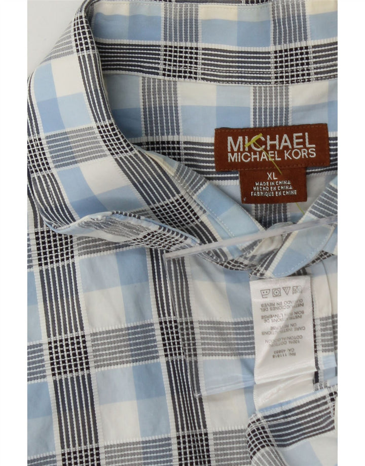 MICHAEL KORS Mens Shirt XL Blue Check Cotton Vintage Michael Kors and Second-Hand Michael Kors from Messina Hembry 