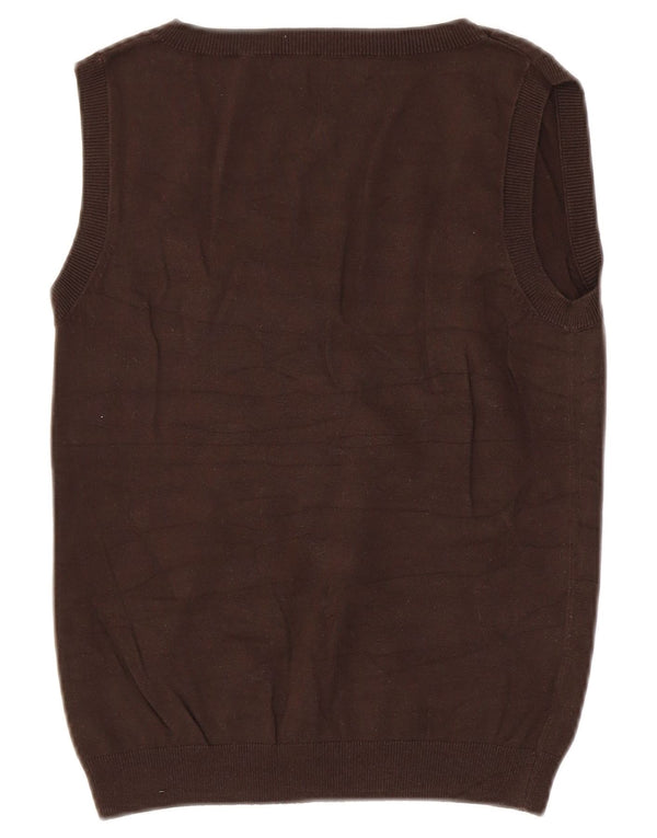 Zara Womens Vest Tank Top UK 12 Coton Marron Moyen