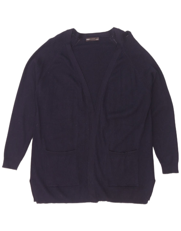 Marks & Spencer Pull cardigan ouvert pour femme UK 14 Large Bleu marine Viscose