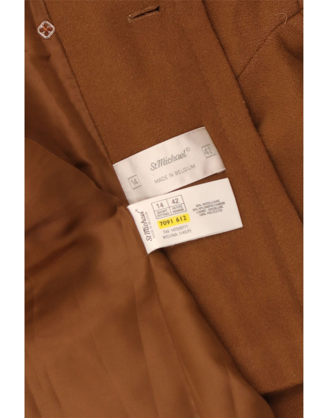 St Michael Veste double boutonnage pour femme UK 14 Grande laine beige